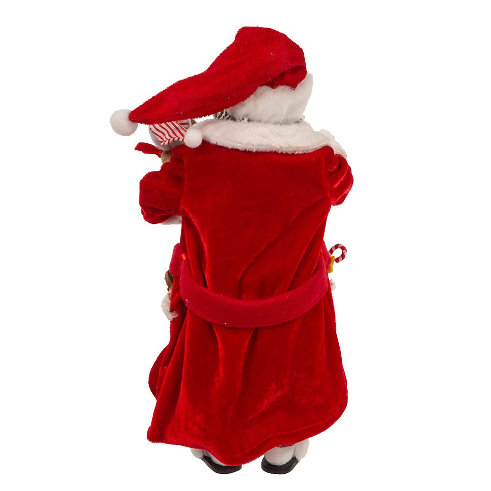 Kurt Adler 10.5-Inch Fabriché Black Santa in Pajamas and Robe